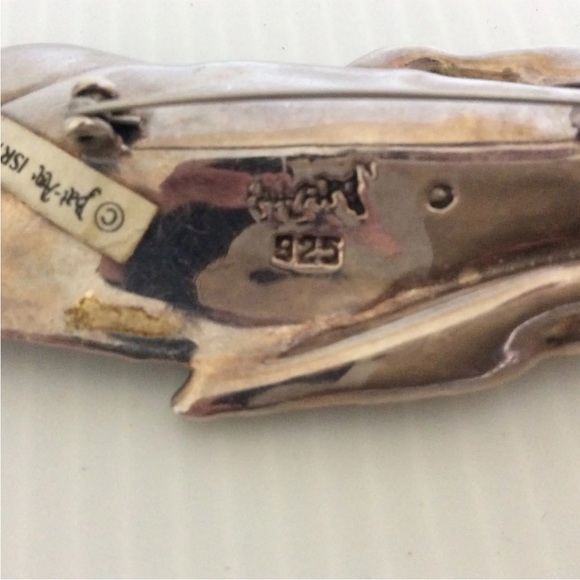 Beautiful HUGE VINTAGE BAT-AMI ISRAEL MODERNIST 925 STERLING LEAF BROOCH PIN - Picture 4 of 6